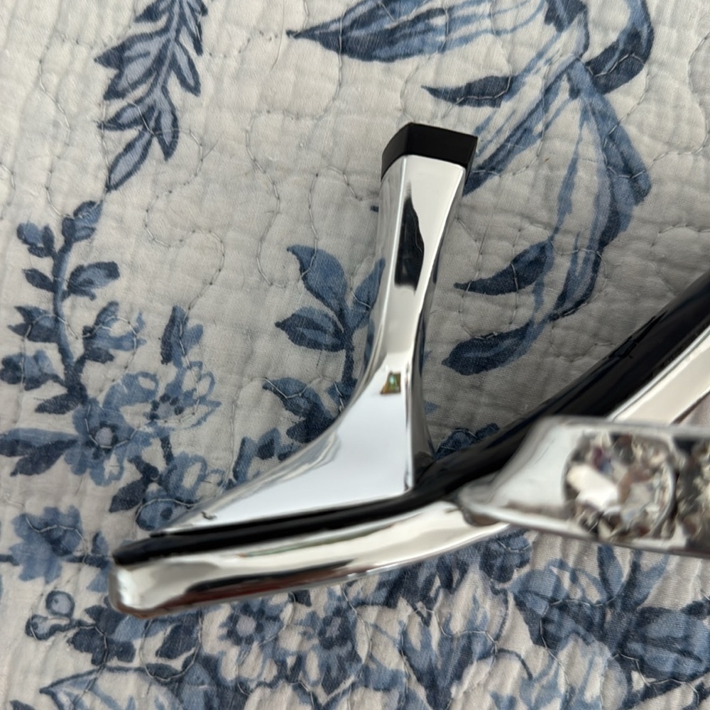 Zara Silver Metallic Jeweled Heels - Picture 12 of 12